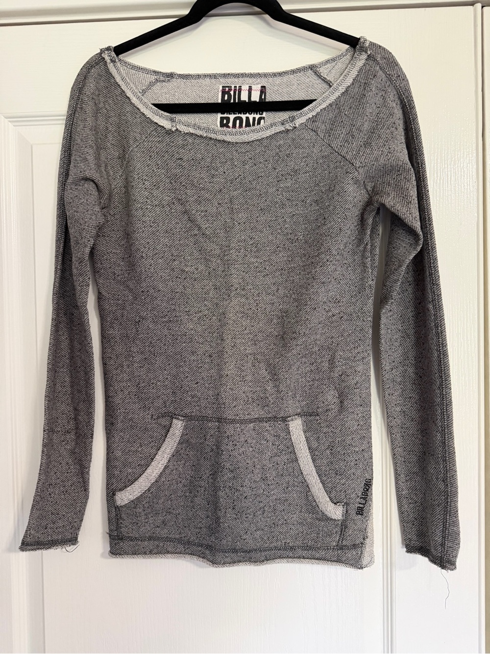 Billabong Gray Marled Long Sleeve Pullover Hoodie